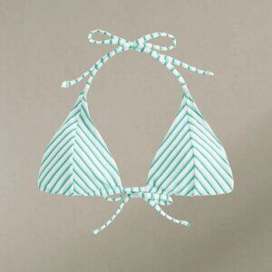 Hollister ribbed triangle bikini Striped Green and White Bikini Top